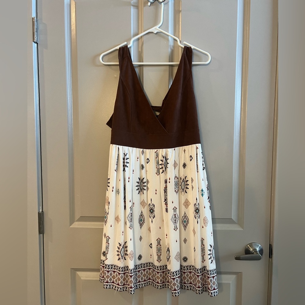 Western/Indian print dress with suede top